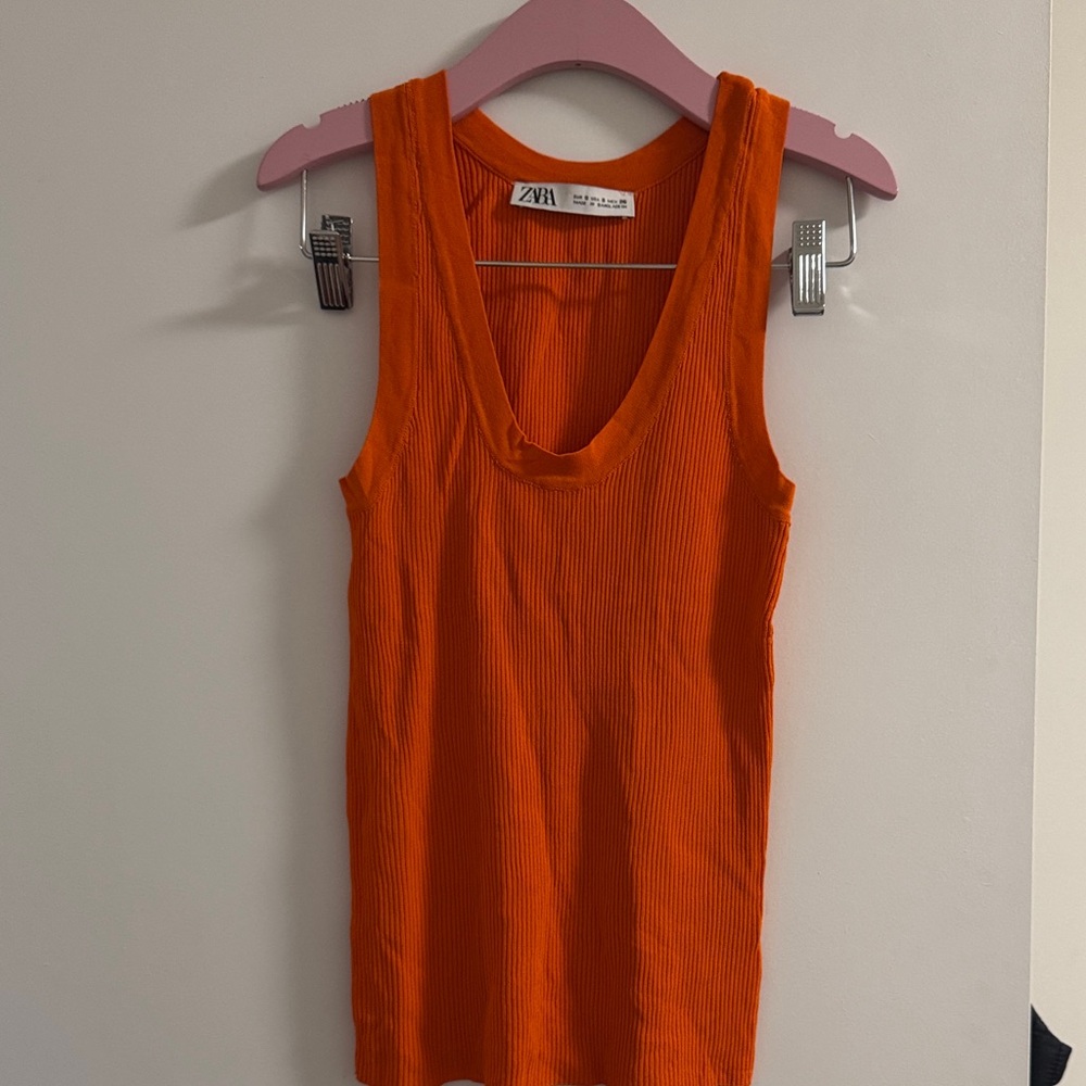 Zara Women's Vibrant Orange Tank Top
